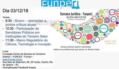 Funperj promove Semana Jurídica de 03 a 06 de dezembro de 2018